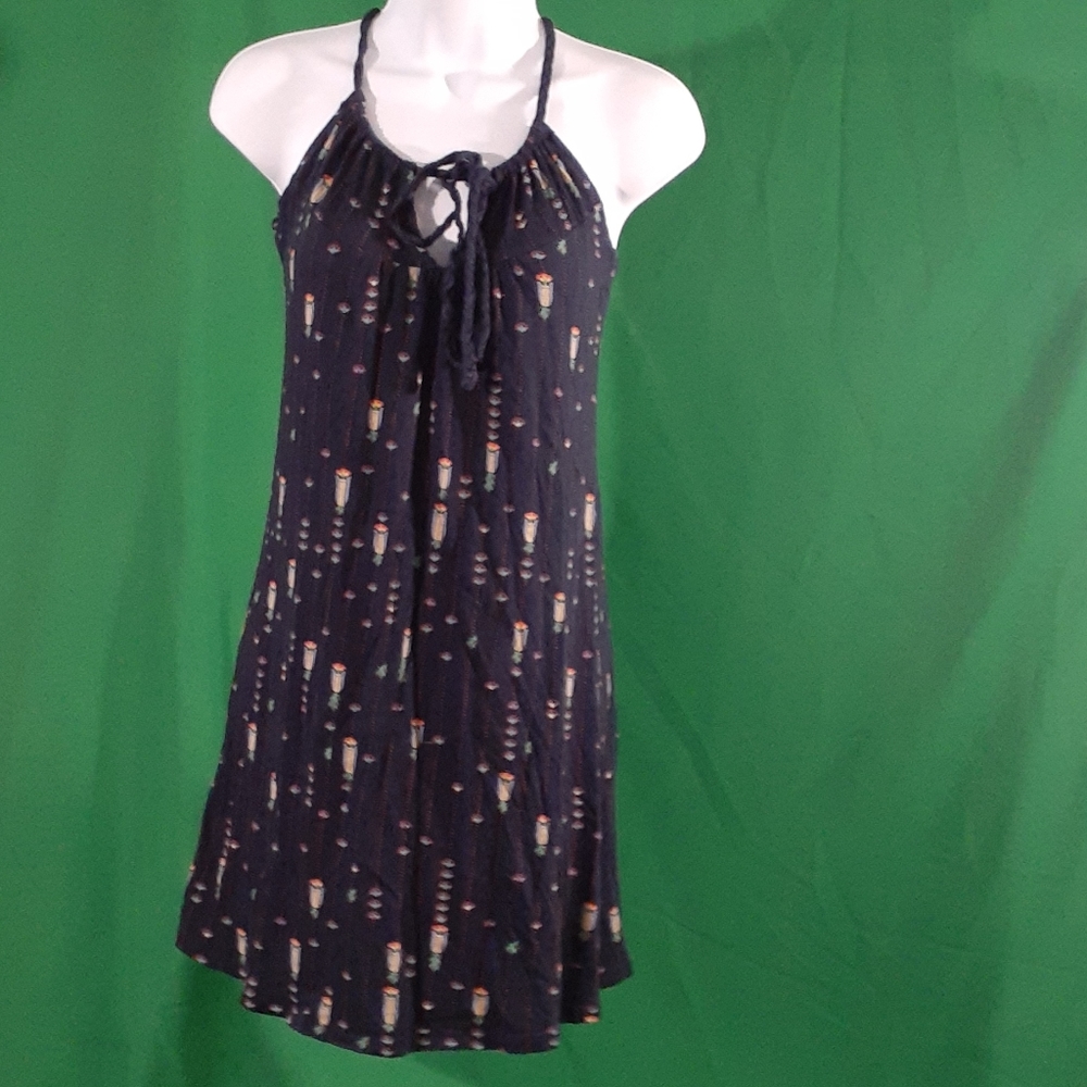 Anchor blue M navy braided floral sleeveless dress
